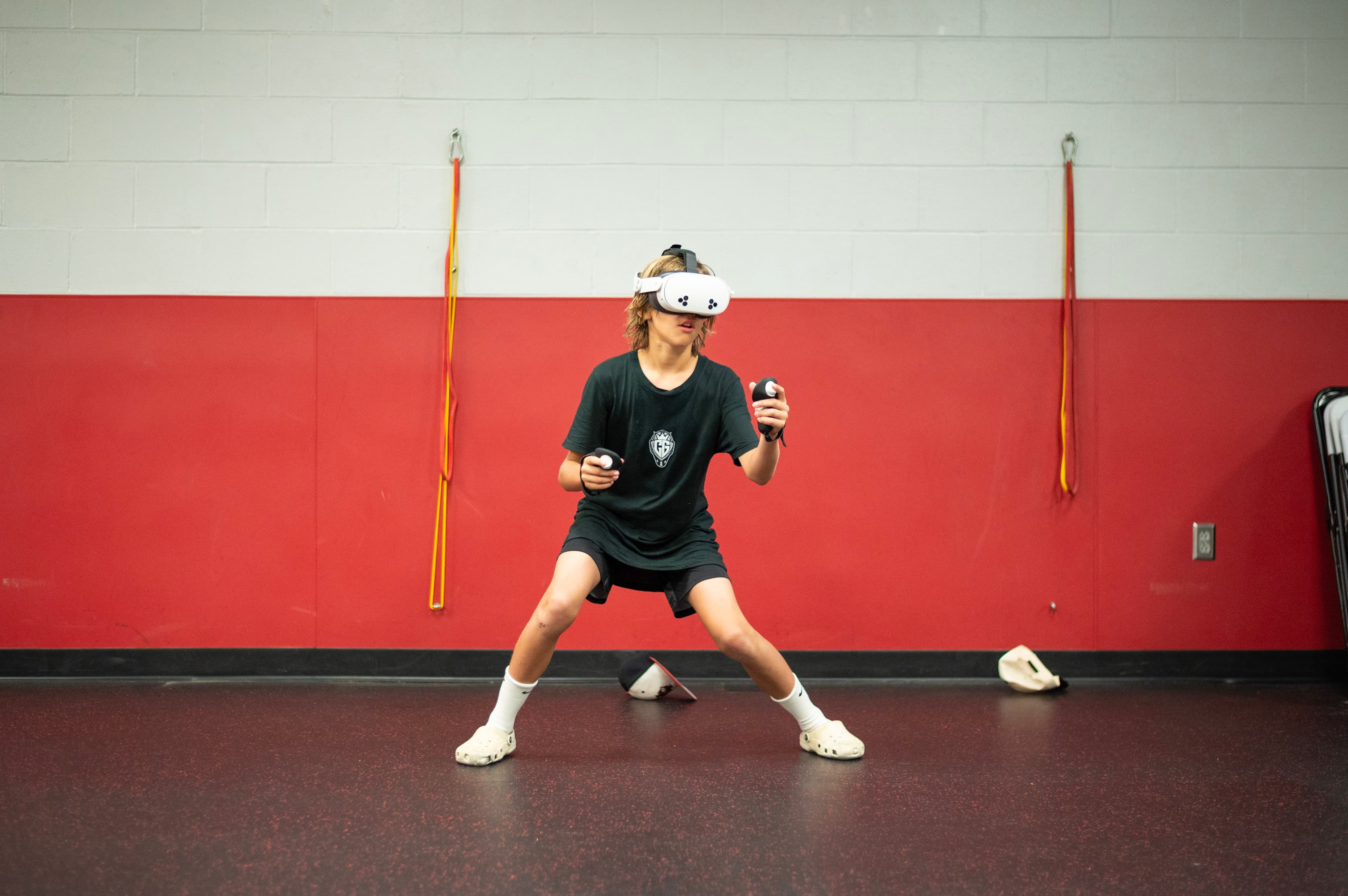 A CGG goalie training inside the AESV system